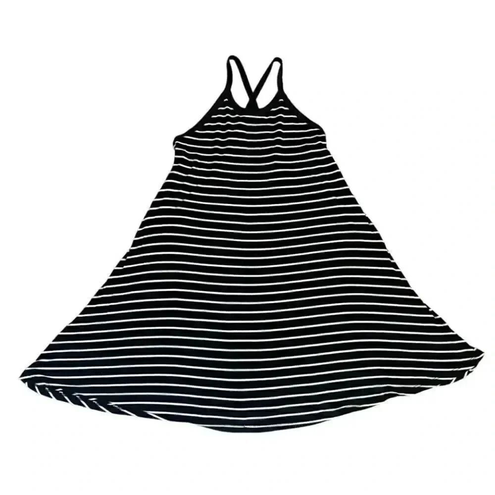 Anthropologie Saturday Sunday Navy White Stripes Crew Neck Dress  SZ S